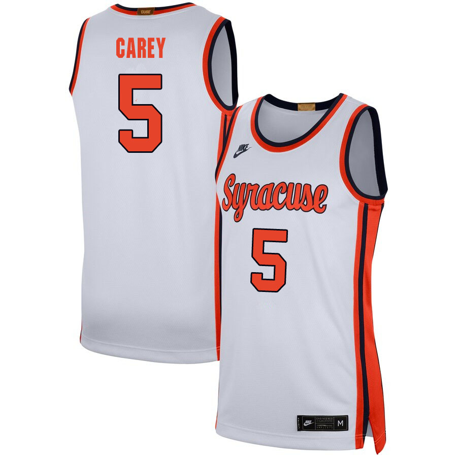 2020 Men #5 Jalen Carey Syracuse Orange College Basketball Jerseys Sale-White
